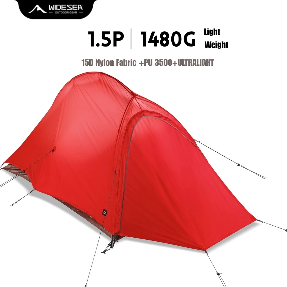 WIDESEA Outdoor Camping 1.5 person Double-Layer Fish Spine tent 15D Nylon Silicone-Coated  Lightweight for Hiking & camping blue