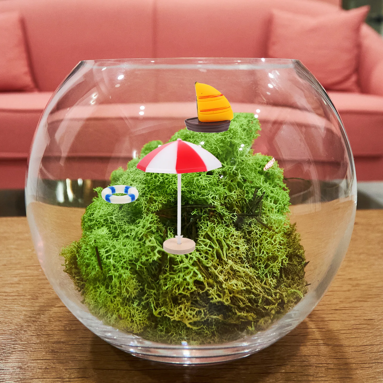 

1Set Mini House Beach Style Ornament Plastic Accessories for Micro Scene Layout Children Creative Play Micro Scene Decor