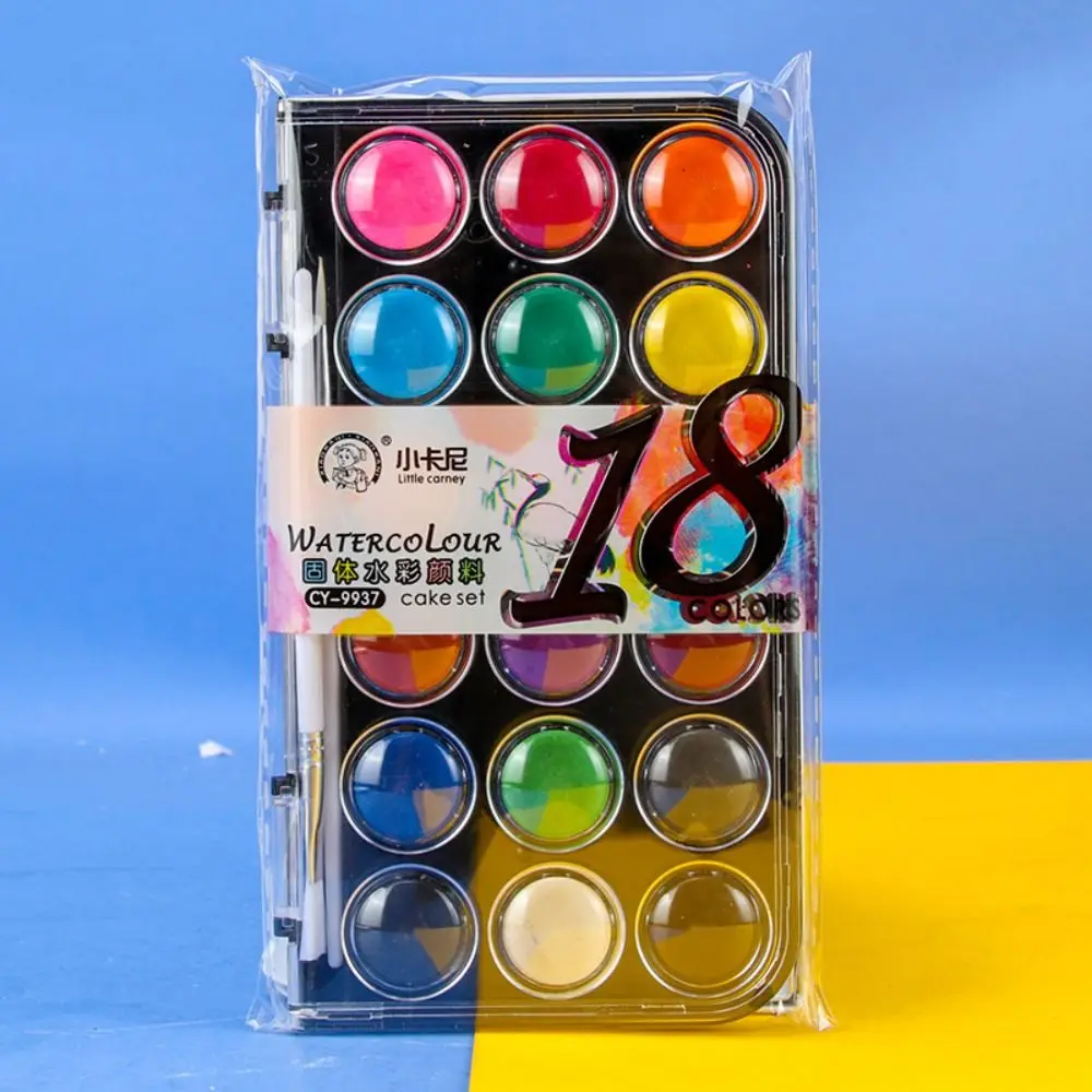 12/18/24/36Colors Portable Solid Watercolor Paint Set Metallic Glitter Plastic Box Watercolor Pigment Oil Painting Kit Students