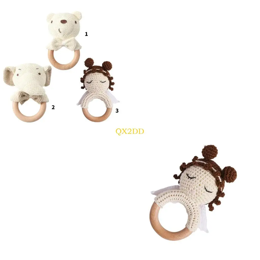 

QX2D Teething Toy for Baby Infant Teething Relief Tool Crochet Teether Soothing Discomfort Promote Teeth Development