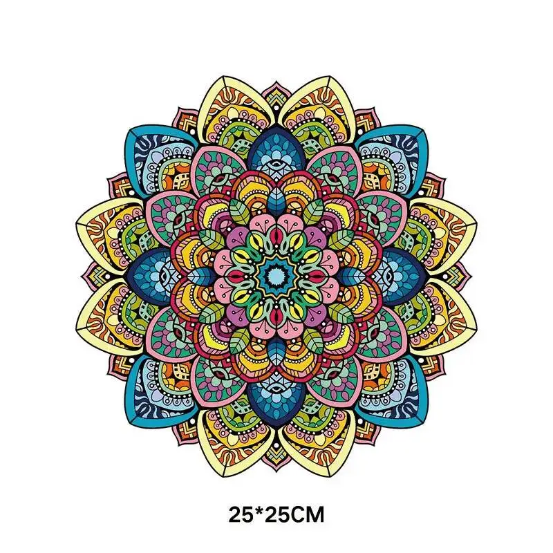 Colorful Flower Mandala Flowers Heat Transfer Vinyl Stripes Thermal Stickers On Clothes Fusible Iron On Patches Custom Patch