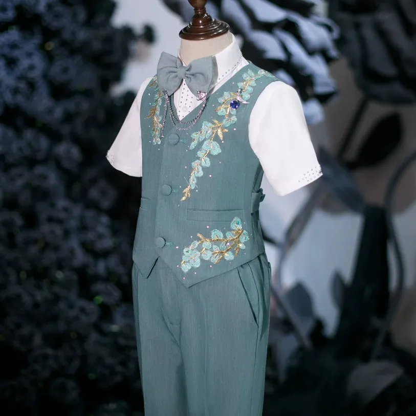 Hochwertige Jungenanzüge für Hochzeit, Geburtstag, Trauzeugen-Outfit, Formeller Kinder-Blazer A4995, Jungen-Abschlussanzug – Detail 6