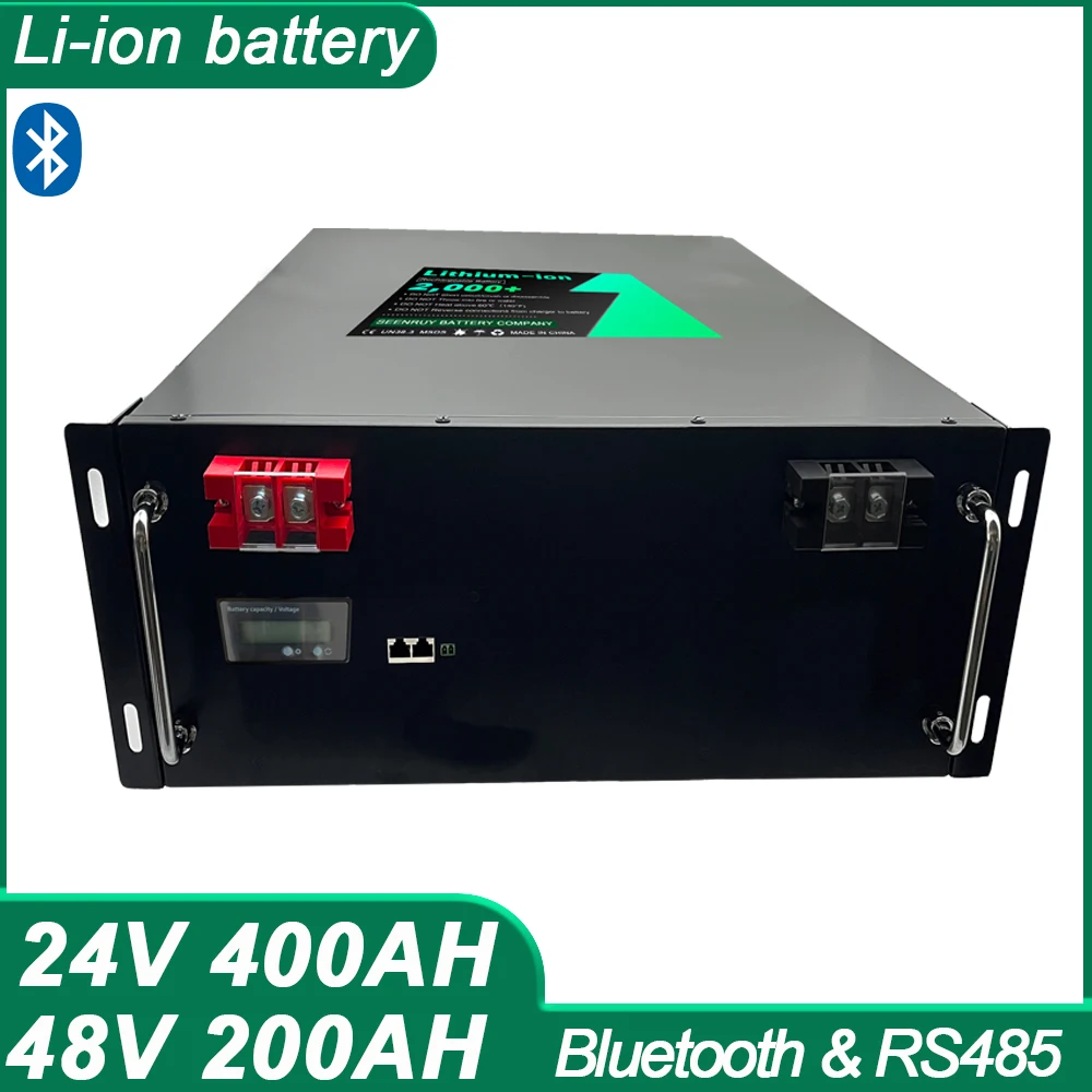 Batería de polímero de litio de 24V, 400Ah, 48V, 200Ah, con cargador, aplicación Bluetooth, BMS, RS485, para inversor UPS, almacenamiento de energía Solar