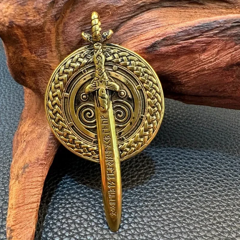 Punk Gothic Rock and roll Simple Fashion Individuality Titanium steel Warrior Sword Stainless steel Pendant Retro Flower chain