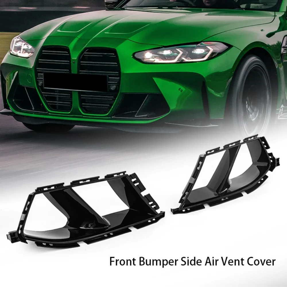 For 2021-2024 BMW G80 M3 G82 M4 Front Bumper Side Air Vent Grille Cover Gloss Black Fog Lamp Housing Trim Car Parts