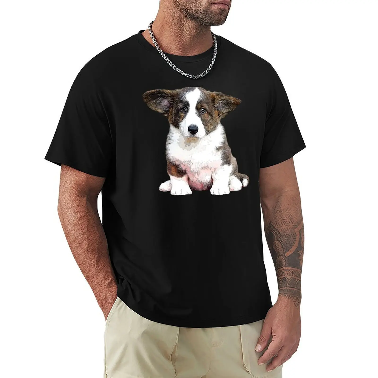 

Corgi Cardigan Welsh Corgi Brindle Puppy Dog T-Shirt oversized t shirt blacks Short sleeve tee men