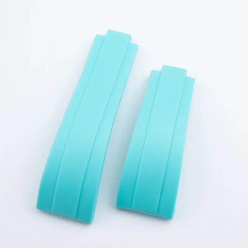 20/21mm Quality Nature Rubber Watchband Rolex Strap For DAYTONA SUBMARINER GMT Yacht-Master OYSTERFLEX Glidelock tiffany blue
