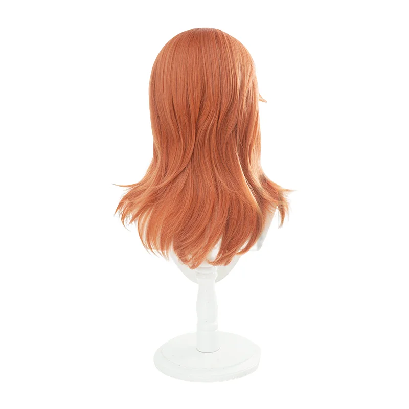 Anime Chainsaw Man Angel Devil Cosplay Peruca, Cabelo Sintético Resistente ao Calor, Laranja e Marrom, Halloween Party Wig, Boné, 60cm