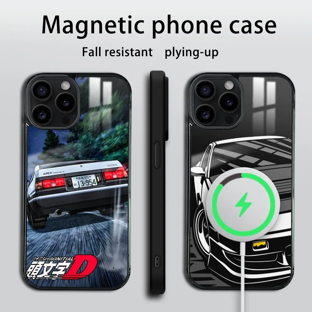 Anime Fujiwara Initial D-D Phone Case For iPhone 16 15 14 13 12 11 Pro Max Plus Mini Mirror Wireless magnetic case