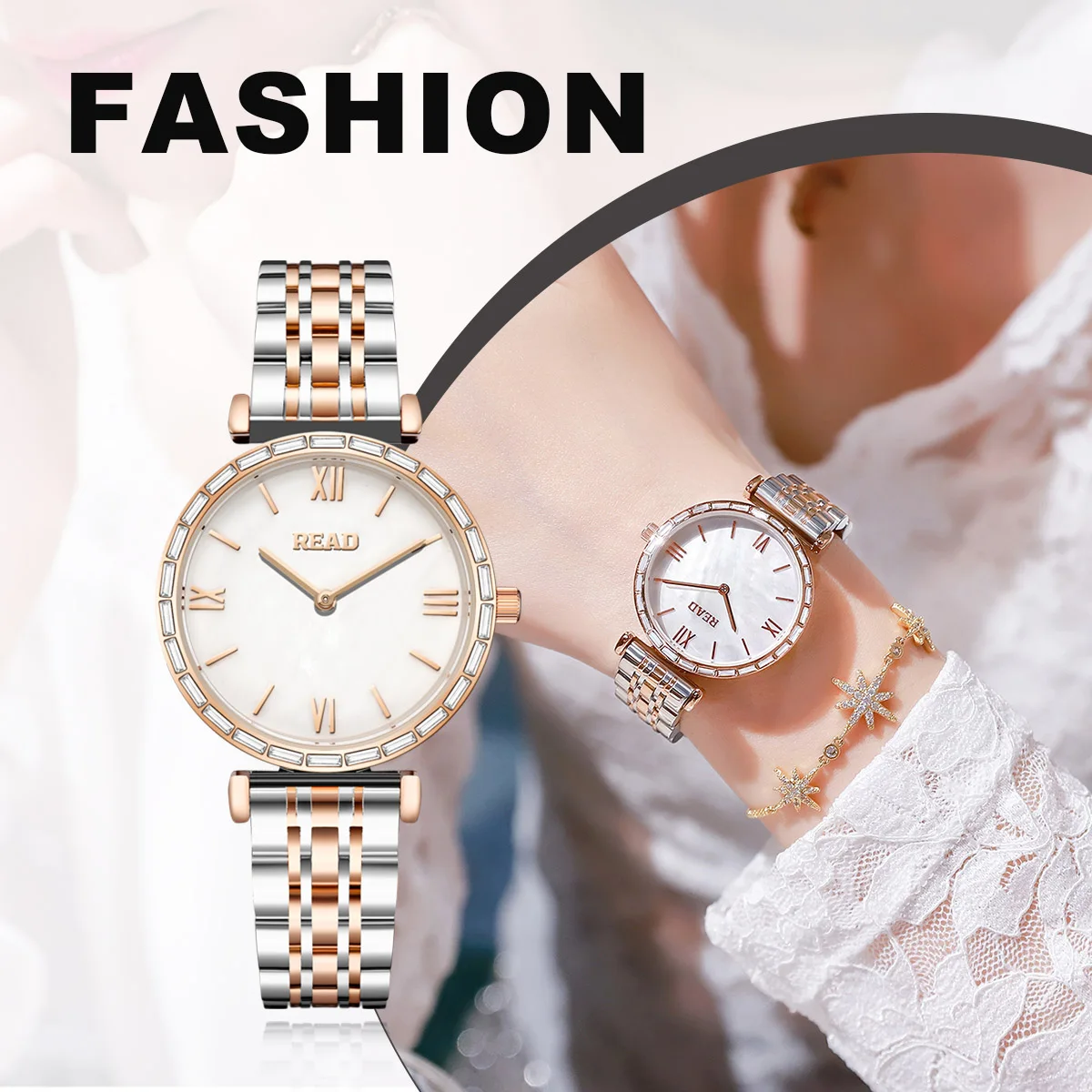 READ Ladies Elegant Analog Wrist Watch | Stainless Steel Band | Daily Water Resistant Quartz Women Wrist Watch