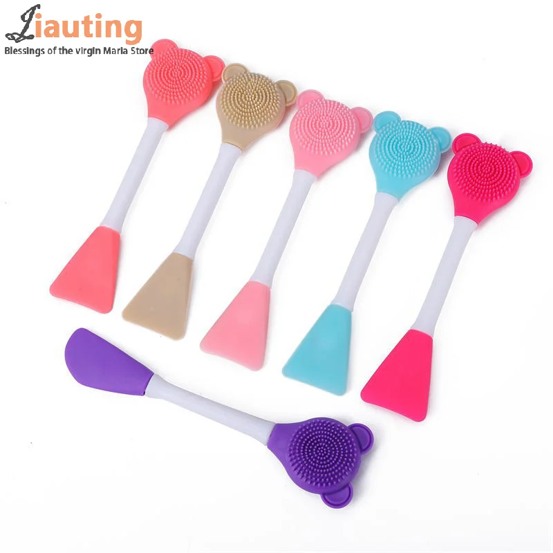 2w1 Silikonowa szczoteczka do oczyszczania twarzy i aplikacji maseczek, szpatułka do głębokiego oczyszczania, złuszczająca, do usuwania zaskórników, pielęgnacji porów i skóry twarzy