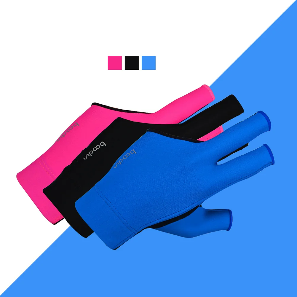 

3 Fingers Glove Anti Slip Elastic Billiards Glove Breathable Snooker Accessory Comfort Wear Resistant Portable Blue M