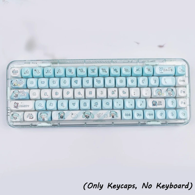 Miku Theme Keycaps Affordable Cartoon Anime Ceramic Feel PBT Material MOA Height Keycap for Mechanical Keyboards