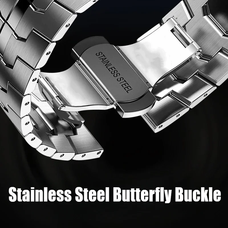 Pulseira de relógio de aço inoxidável para homens e mulheres, Solid Band, Huawei GT4, Watch 4 Pro, Samsung Galaxy 6, 5, 40mm, 45mm, 20mm, 22mm