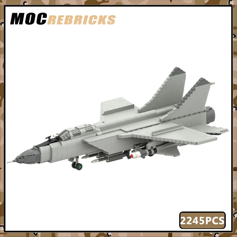 

MOC Militarys Air Force Supersonic Interceptor MiG-31 Foxhound Fighter Building Blocks Educational Bricks Creative Children Toys