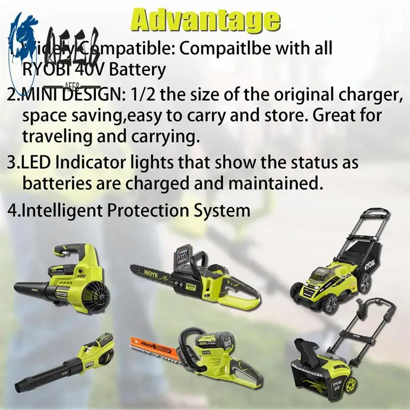 

AEE8-мини-зарядное устройство для Ryobi, зарядное устройство 40 В OP4040 OP4050 OP4050A OP40601 OP4026 OP4015 OP4030, быстрое зарядное устройство, вилка стандарта США