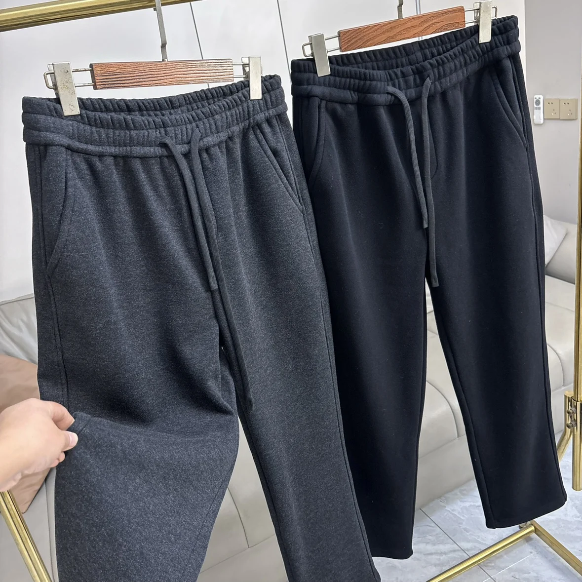 

Luxury Esthete Woolen Fce Lined Loose Straight Leg Casual Pants Windproof Warm Men's Faion Autumn Winter Comfortable Tro...