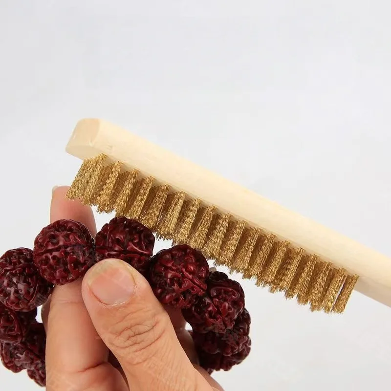 Jewelry Polishing Grinding Cleaning Tool - Efficient Rust Removal Wooden Handle Brass Wire Brush Professional Durable