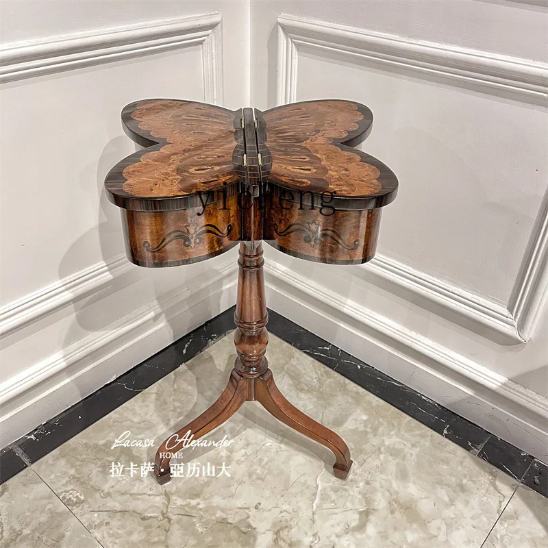 

LSL In-Stock Butterfly-Shaped Flower Table Peach Heart Solid Wood Side Table Sofa European Style Light Luxury