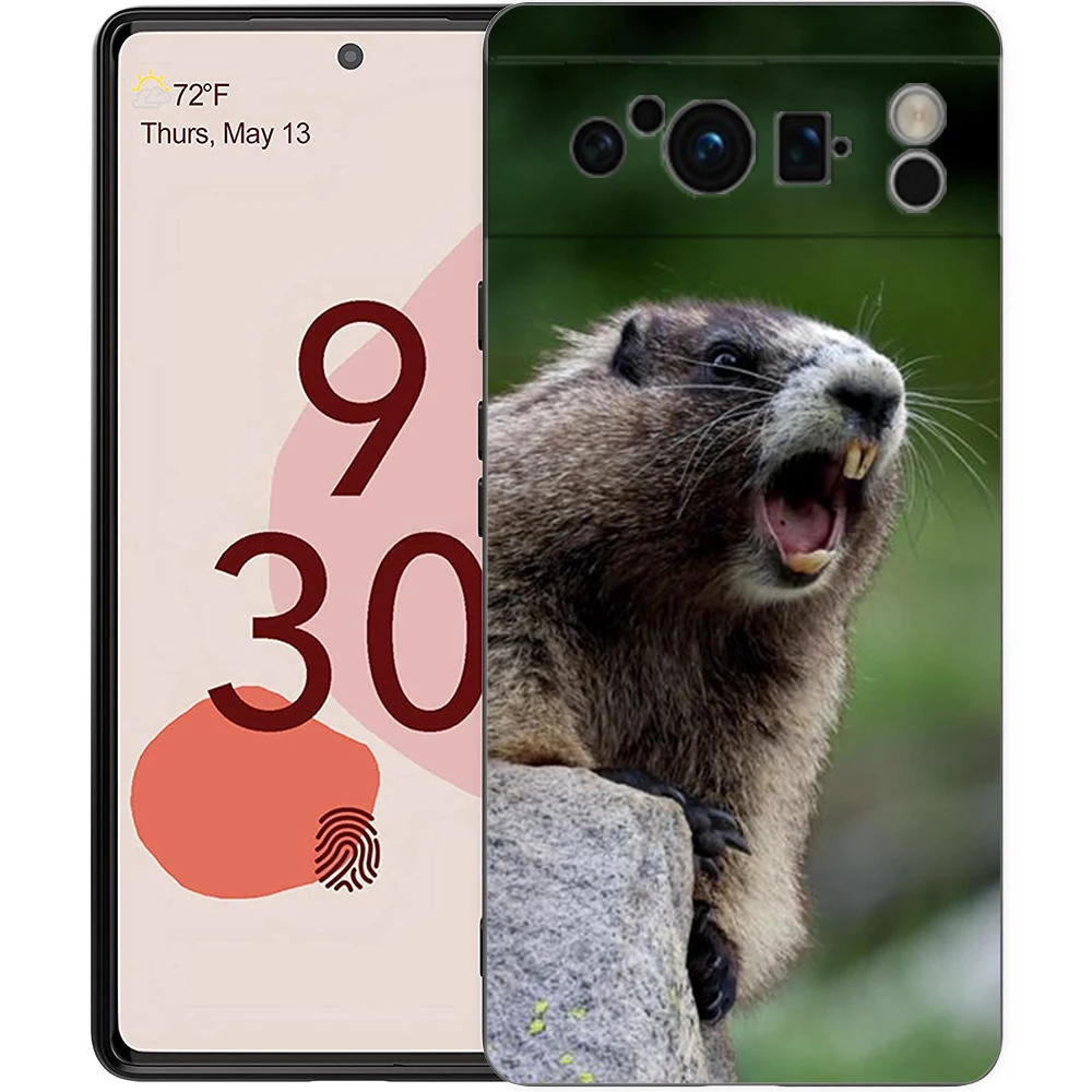 marmot Phone Case For Google Pixel 9 8 7 6 Pro XL 8A 6A 7A 5G Soft Shockproof TPU Black Cover Fundas