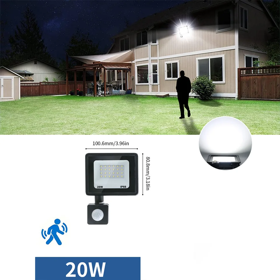 NONE LED Flutlicht Bewegungs sensor ac220v ac110v 10w-300w wasserdichter Außen projektor Außen scheinwerfer Außen lampe Wand reflektor 7