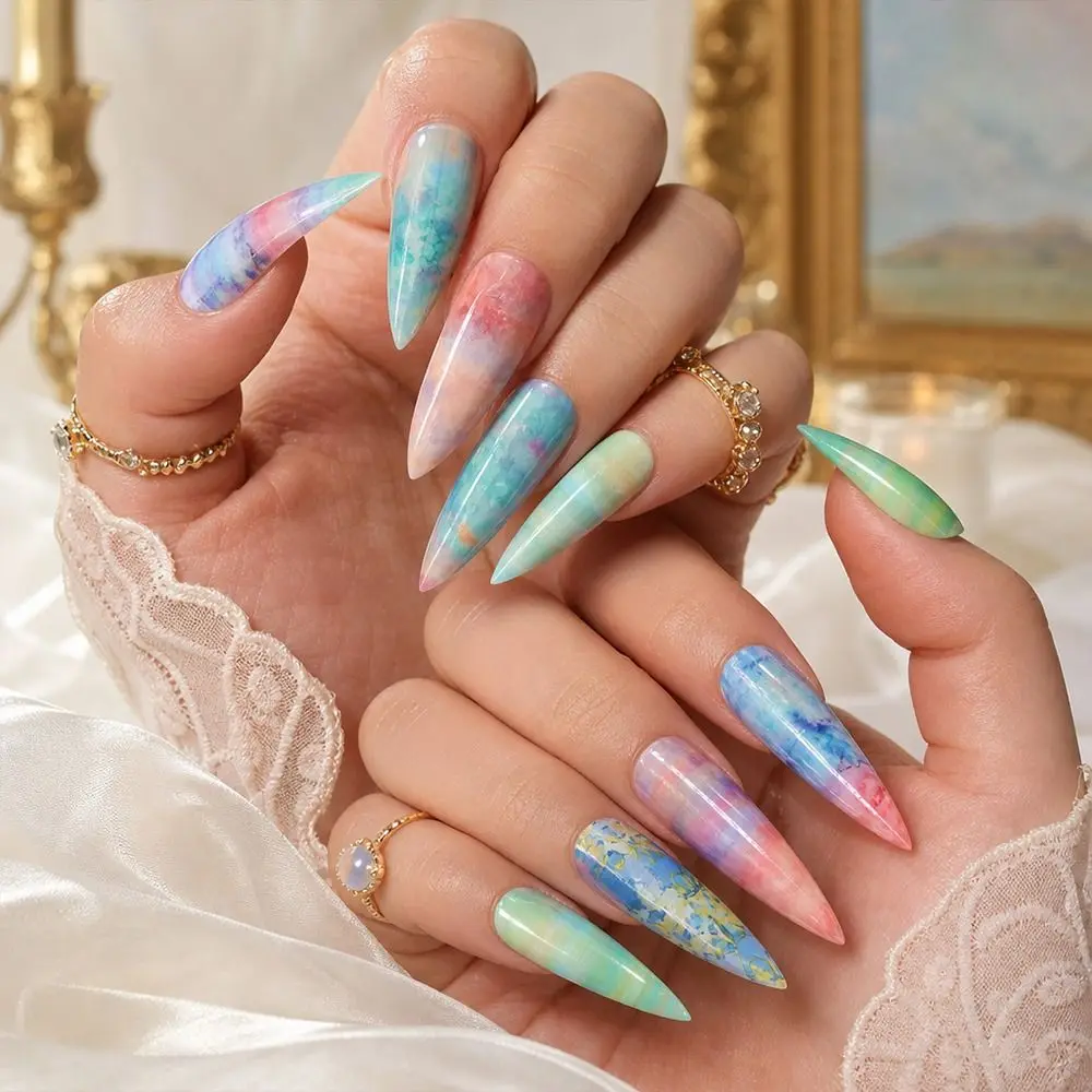 Fashion Flower Nail Foils Stripe Pattern The Starry Sky Nail Stickers Sequin Effect Transfer Paper Manicure DIY