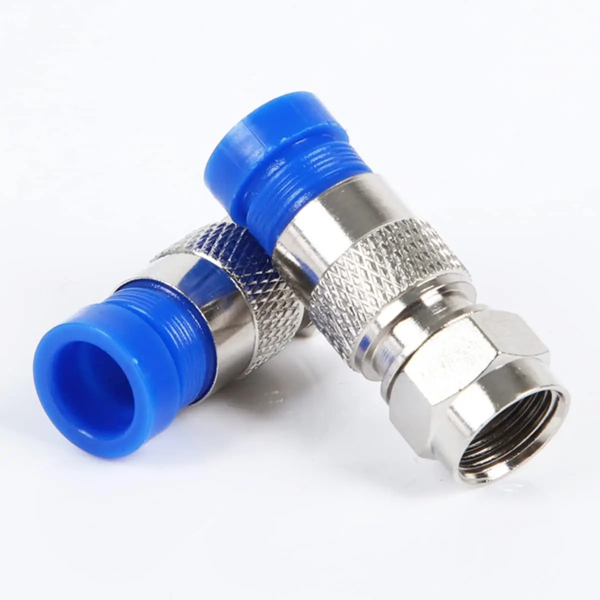 10pcs RG6 Compression Connectors RG6 F Type Connector Coax Coaxial Compression Fitting Waterproof Connection Blue image 4