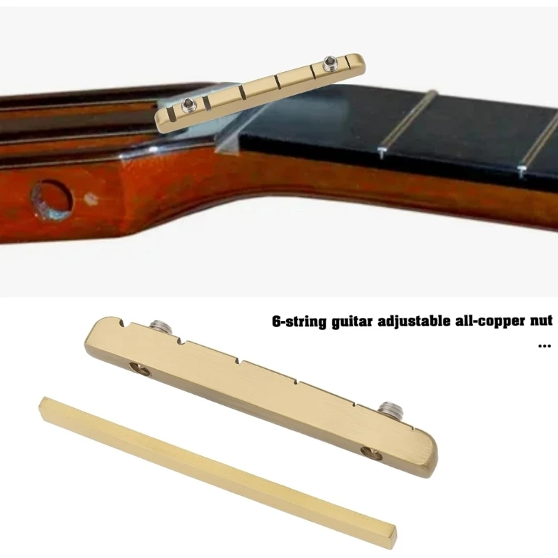 

Adjustable Brass Guitar Nut For 6 String Electric Guitar 42mm Length 3.4mm Thickness With Precise String Action Control