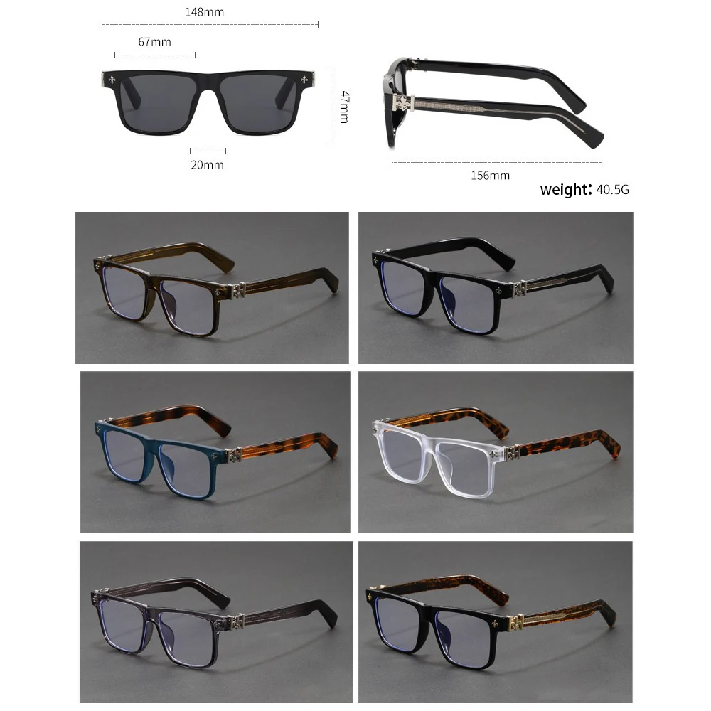 Vintage Square Anti Blue Light Glasses Men Women Retro Thick Black Frame Eyeglasses Fashion Luxury Eyewear with Decorative Hinge - view 3