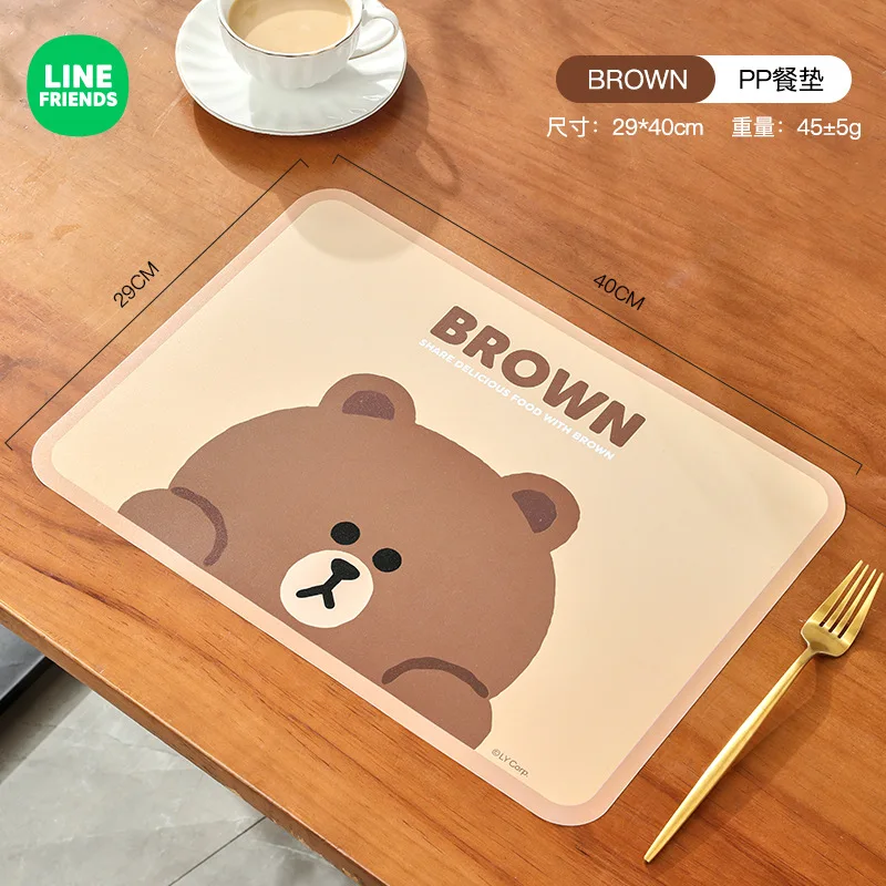 Brown pelúcia isolamento tapete para crianças, tapete estilo kawaii com design dos desenhos animados, para a mesa do almoço e decoração de casa