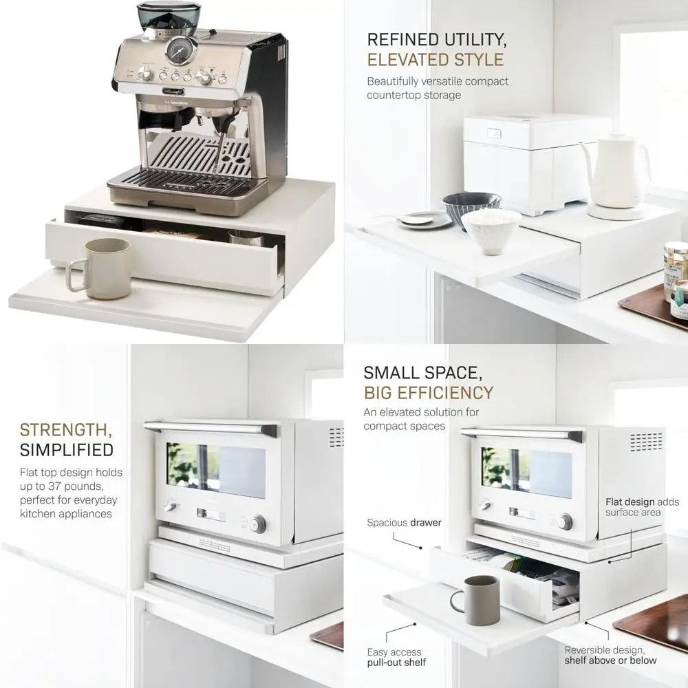 

Подставка-органайзер на кухонной столешнице с выдвижным ящиком и выдвижной полкой — стальное решение для хранения микроволновой печи