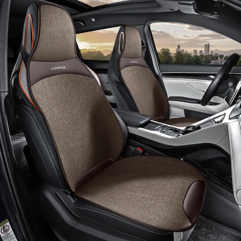 Front Double Seat, Luxurious Linen One-Piece Car Seat Cover, Universal, with a Delicate Texture, Comfortable, Breathable, and Wear-Resistant, Suitable for All Seasons, Fits the Seat Well, with Three-Dimensional Wing Support, Enhances Driving Experience, Easy to Install, Available in Four Colors, Car Seat Cushion, Car Seat Cover, Suitable for Various Models Such as Sedans, Suvs, Trucks, Etc