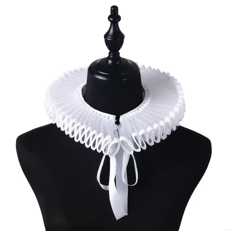 

Y3NE Vintage White Mesh Neck Ruff Clown Choker Collar for Children Cosplay Costume