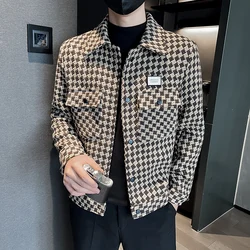 2023 Brand Clothing Men spring High Quality Casual Plaid Jackets/Male Slim Fit Fashion Lapel British Style Coats Hombre S-3XL