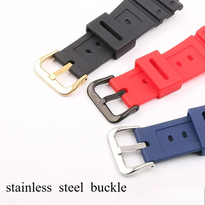 Pulsera de reloj de resina para Casio G-SHOCK GW-M5610 G5600E DW5600 hebilla especial rojo azul caqui negro longitud ajustable borde convexo