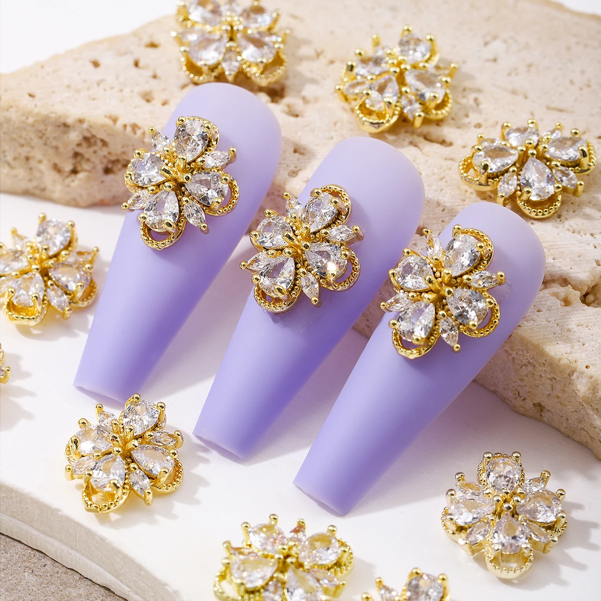 할로우 네잎 클로버 네일 장식, 가벼운 럭셔리 스타일 DIY 네일 장식, y2k 금속 스타일 네일 다이아몬드, 5 개