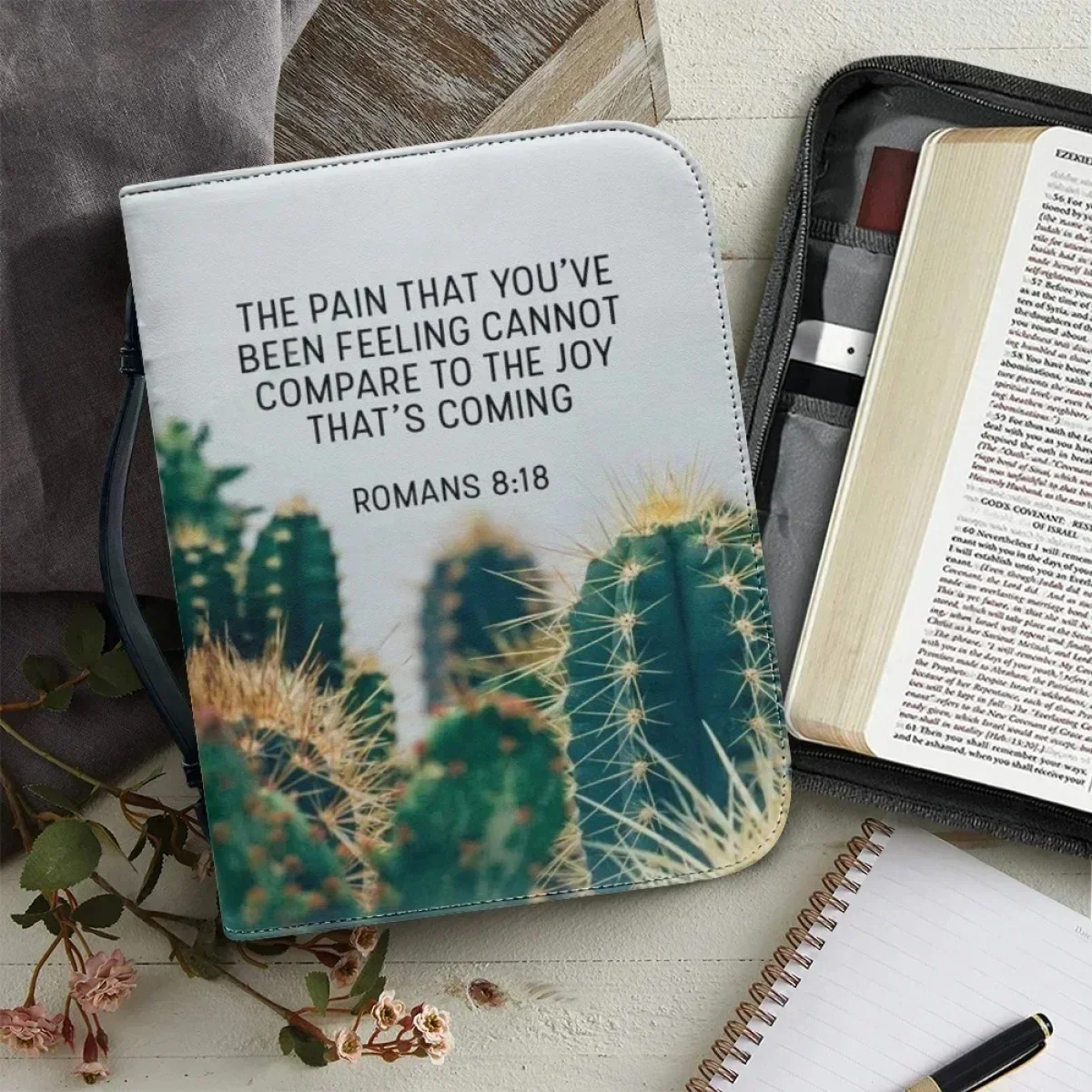 Church Bible Bag for Women Christianity Bible Storage Bags New Bible Hymn Print Cover Case Ladies Zippered Handle Handbags