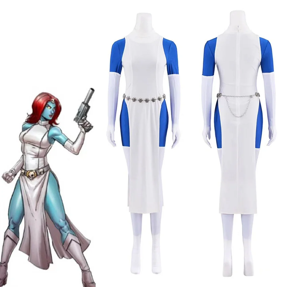 

Mystique Cosplay Costume Women Sexy Bodysuit With Gloves Halloween Carnival Party Outfits
