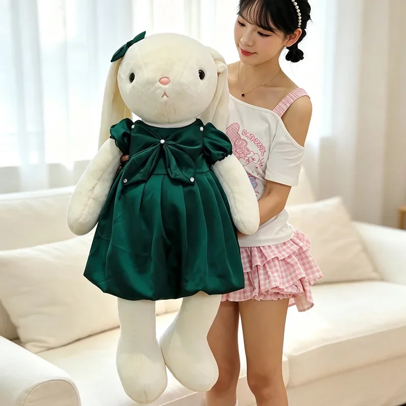 Princess Dress Long Ear Rabbit Plush Doll Sweet Bunny Toy Soft Fluffy Puppy Plushie Skirt Rabbit Companion Doll Gift for Girls