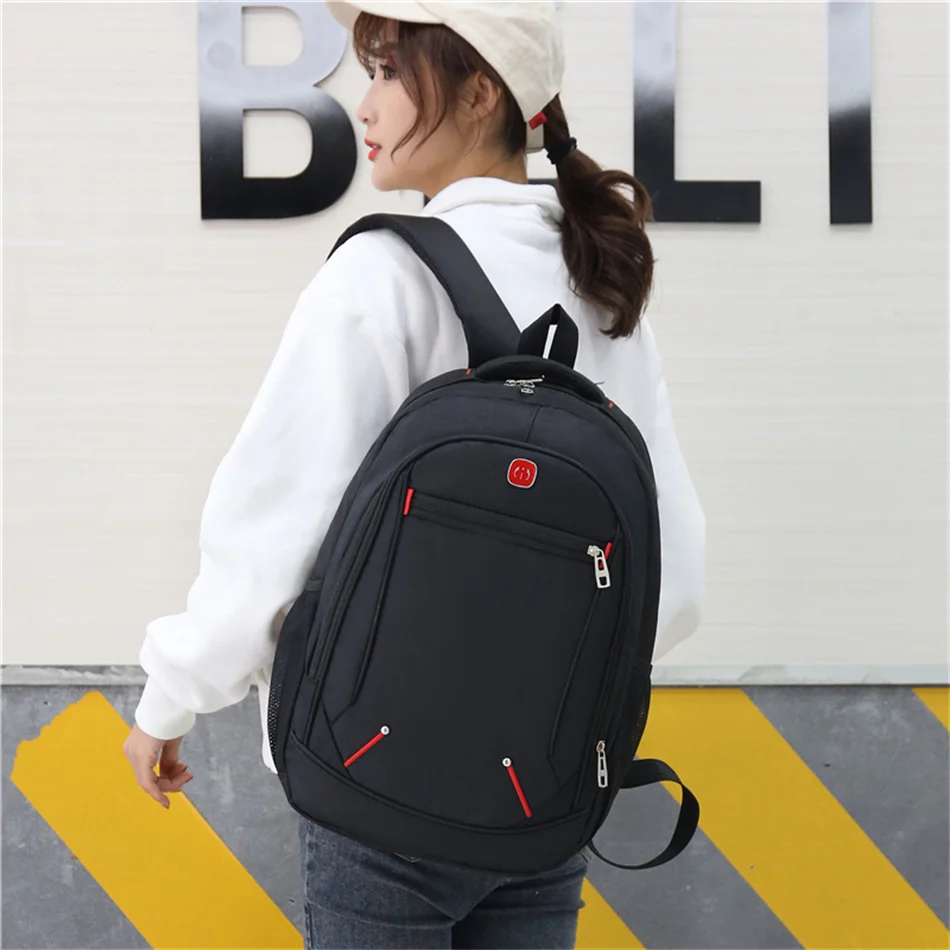 Large-capacity Student School Bag Casual Solid Color Backpack Material Oxford Men Women Backpack Multi-functional Simple Bag