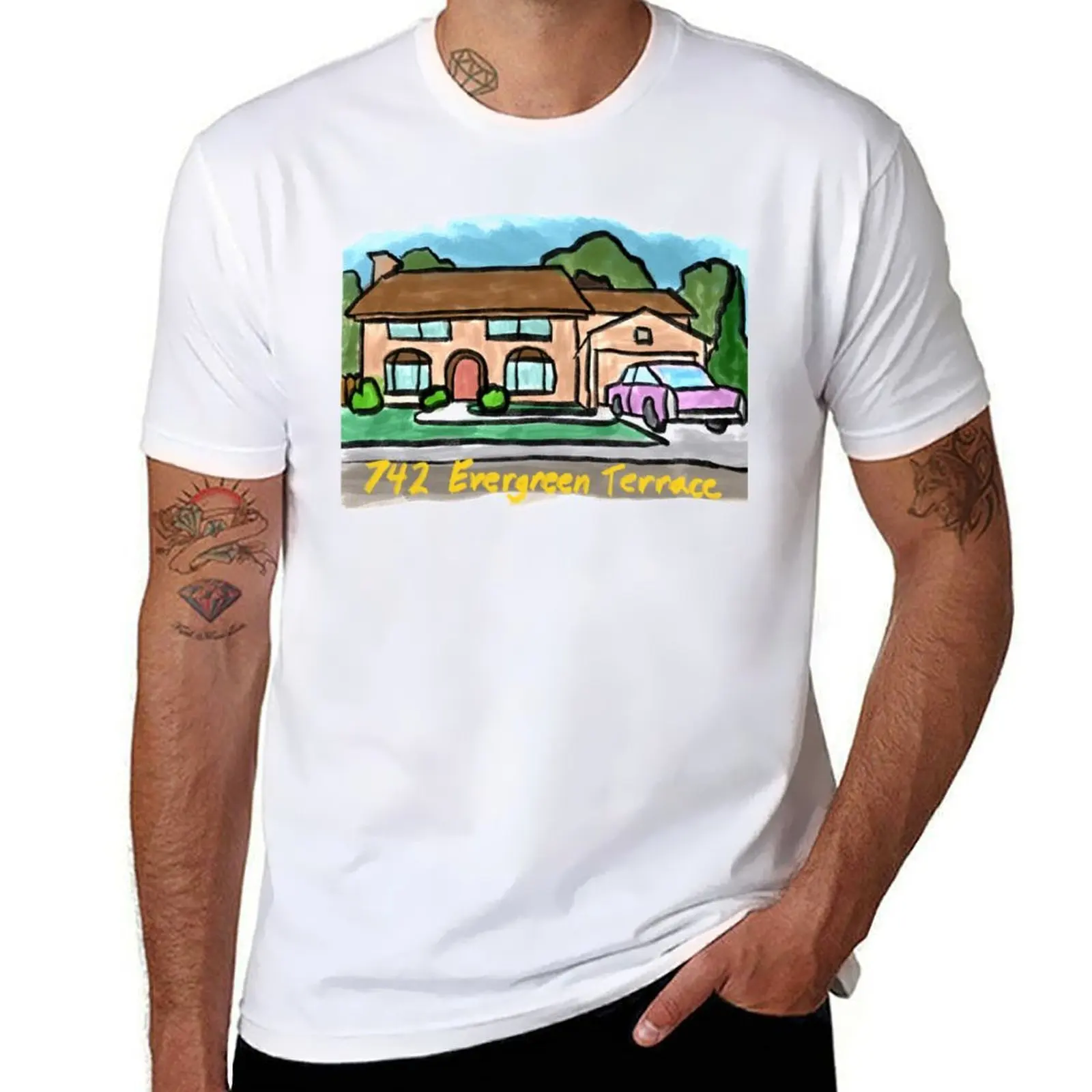

742 Evergreen Terrace T-Shirt essential t shirt t shirts for man cotton funny T-Shirt
