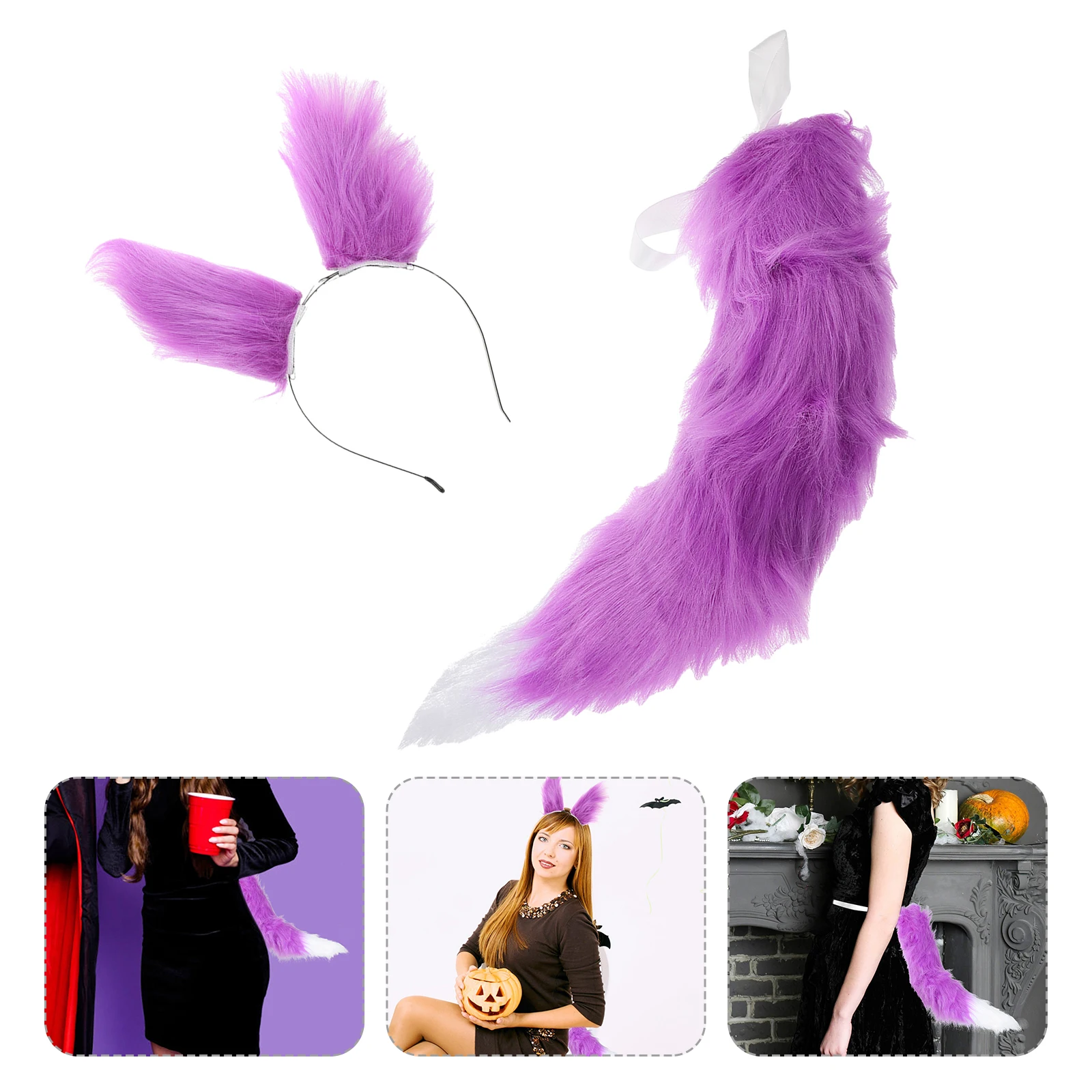 

Fox Ears Headdress Animal Hairbands Costume Headpiece Costumes for Women Prop Tail Cosplay