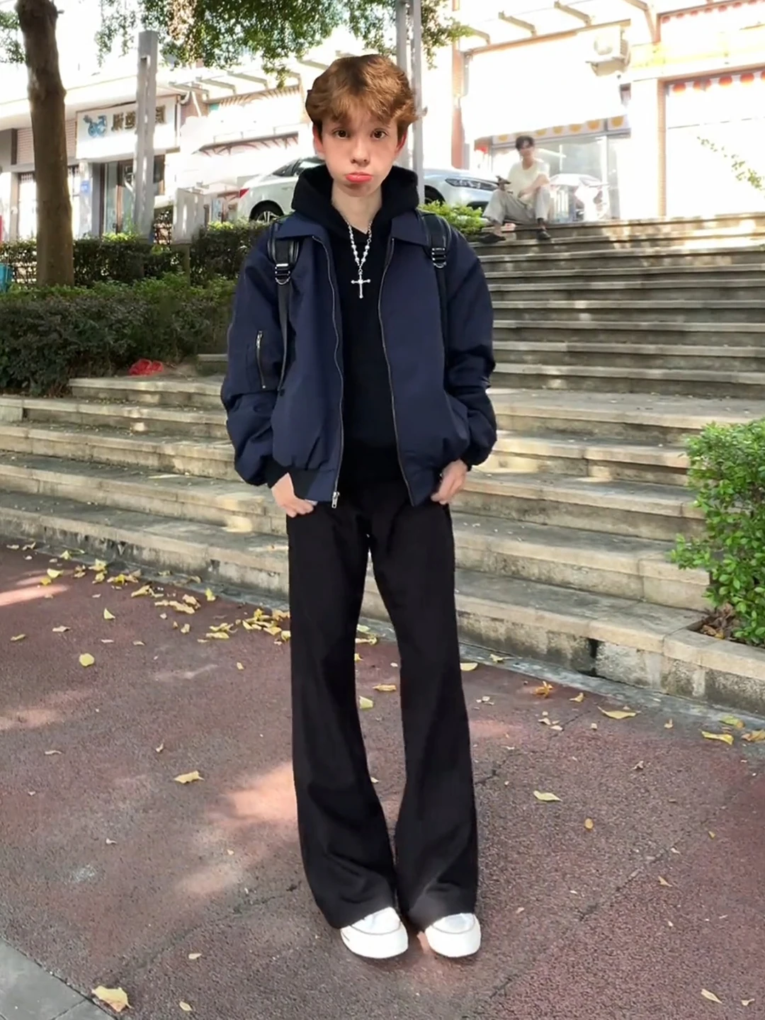 

Cleanfit High Waist Straight Leg Men's Pants Bla Casual Trousers with Slight Flare And Drapey Effect Faionable Youth Sle