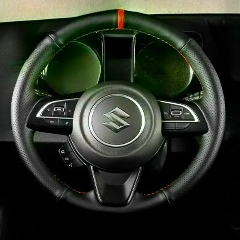 

For Suzuki Jimny Nomade 2025 2026 Hand-stitched renovation wear-resistant Non-slip black Leather car steering wheel cover