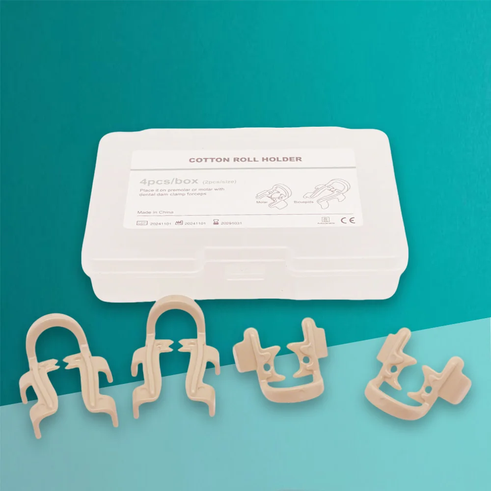 

Dental Cotton Roll Holder 4 Pack Resin Clips for Molar Premolar Hemostatic Clamps for Root Canal and Filling Treatments