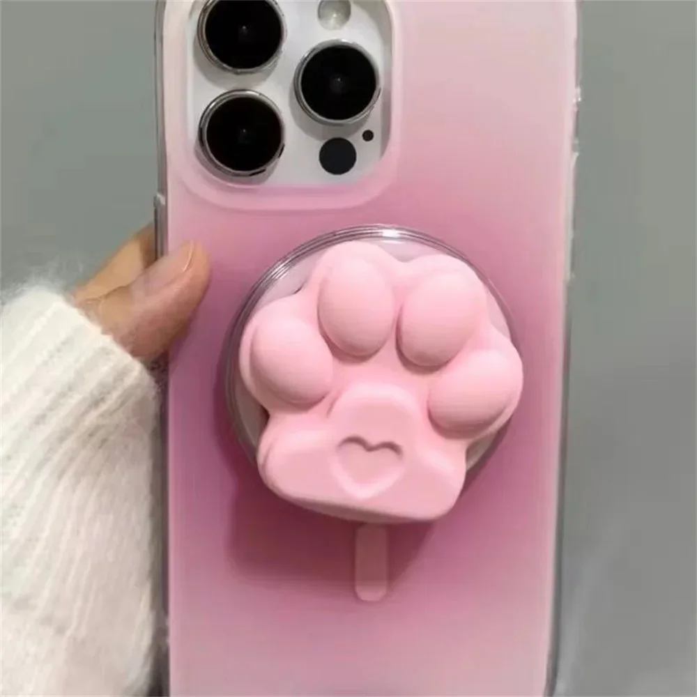 Penyangga Ponsel Magnetik INS Style Cat Paw Magsafe Lipat untuk iPhone 17, Aksesoris Ponsel, Penahan Ponsel