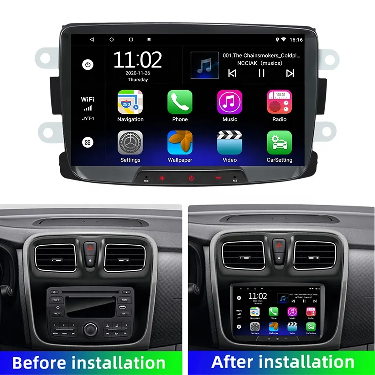 STLFAndroid 13 4 + 64G لـ Dacia Sandero Duster Renault Captur Lada Xray Logan Carplay راديو ستيريو للسيارة GPS WIFI BT