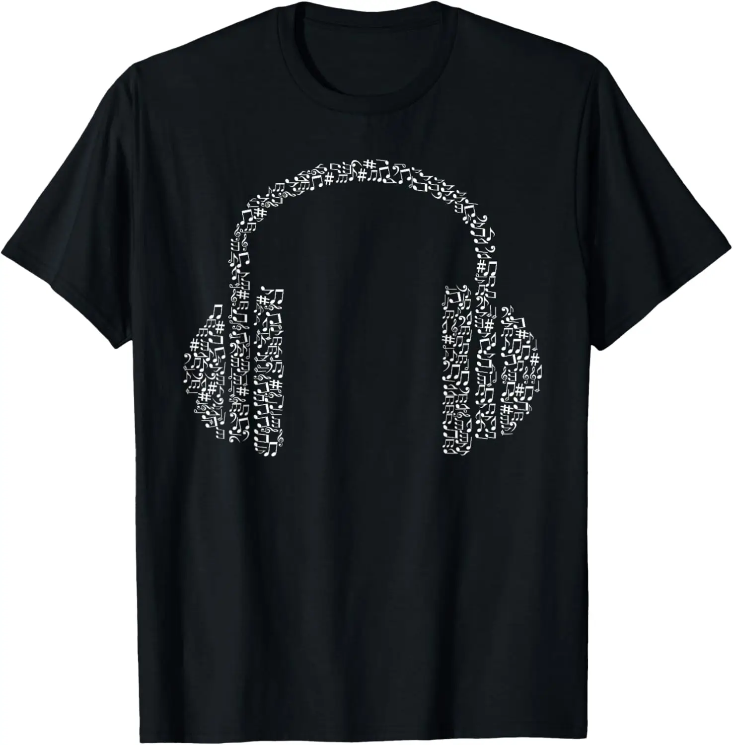 

Headphones Music Notes White Graphics DJ Electronic Dance T-Shirt