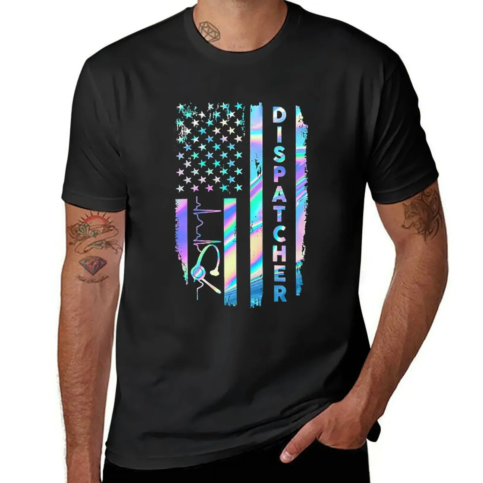 Dispatcher Flag USA T-Shirt oversize t-shirts man anime figures new edition tee shirts for men