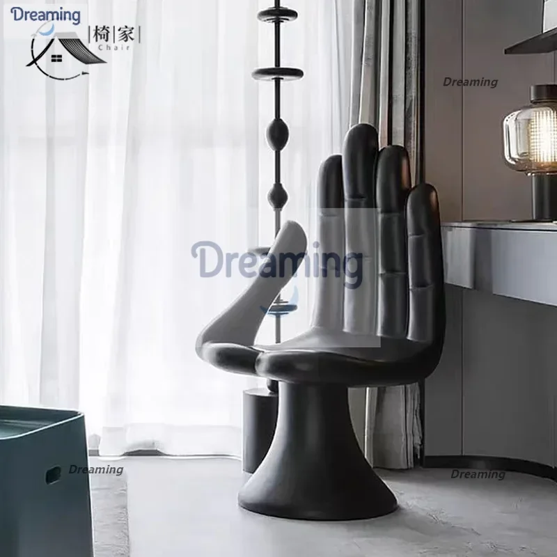 

Nordic designer art Buddha palm shape back chair FRP special-shaped Buddha palm chair seat ornament leisure chair